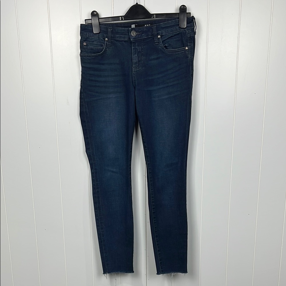 Kut Womens Jeans 6 Dark Wash Mia Toothpick Skinny Zip/Button Fly Raw Hem Trendy